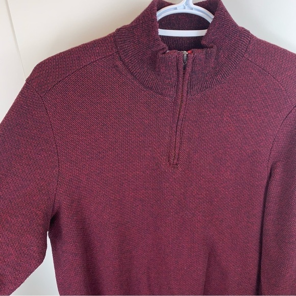 Robert Graham sz M Burgundy Red Quarter 1/4 Zip Pullover Men’s Sweater - Picture 3 of 7